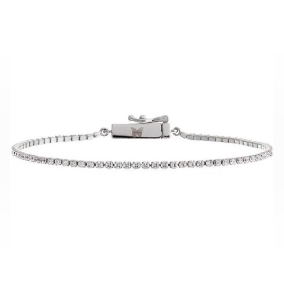 Adina Eden Classic Thin Tennis Bracelet Silver - Picture 1 of 2
